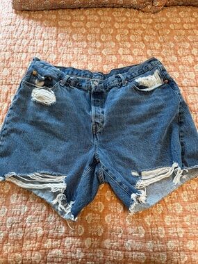 Levi's Distressed Blue Denim Cutoff Shorts